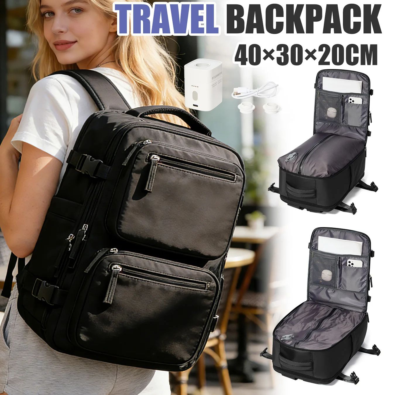 Laptop Accessories Women - Damen-Rucksack mit Vakuumpumpe Handgepäck 40x30x20 Ryanair